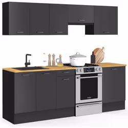 À la recherche d'une cuisine noire et bois complète de 240 cm pour meubler votre intérieur ? Optez sans attendre pour la cuis ...