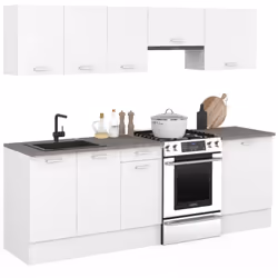 Choisissez votre future cuisine complète sans vous tromper, choisissez la cuisine SUBTIL de 240 cm coloris blanc et plan de t ...