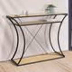 IDMARKET Console pieds courbés DETROIT avec double étagères design industriel