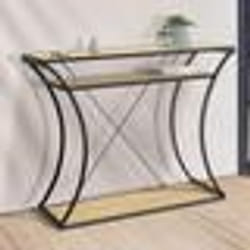 IDMARKET Console pieds courbés DETROIT avec double étagères design industriel