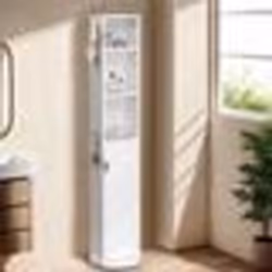 IDMARKET Meuble colonne pivotante de salle de bain avec miroir placard et étagères blanc ELIA