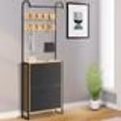 IDMARKET Vestiaire dentrée BOSTON meuble chaussures 2 portes bois et noir