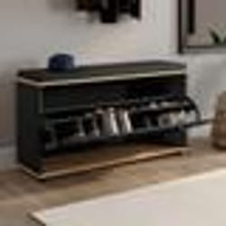 IDMARKET Banc dentrée VITO avec coussin et rangement chaussures noir 100 cm