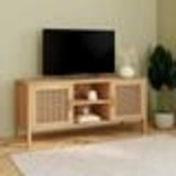 IDMARKET Meuble TV 110 cm EDHEN 2 portes avec cannage