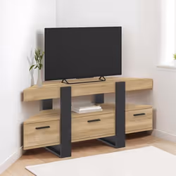 IDMARKET Meuble TV 110 cm dangle PHOENIX avec tiroir bois et noir