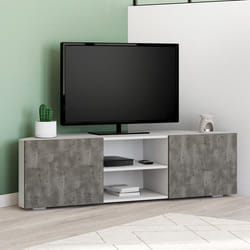 ID MARKET meuble tv dangle ELI 2 portes 110 cm gris à poser