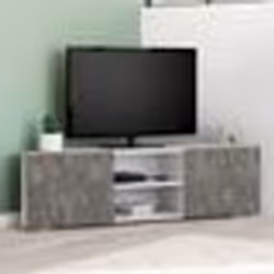 IDMARKET Meuble TV 110 cm dangle ELI blanc portes effet béton