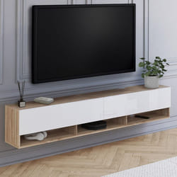 ID MARKET meuble tv ELIO 2 portes 180 cm multicolore suspendu