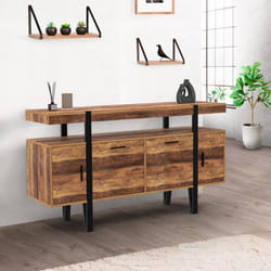 ID MARKET buffet  4 portes 140 cm Moderne bois effet vieilli