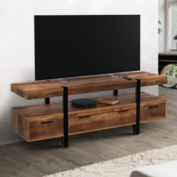 ID MARKET meuble tv AUSTRIA 1 porte 140 cm bois foncé à poser
