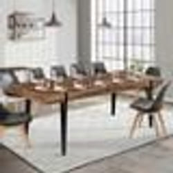 IDMARKET Table à manger extensible rectangle AUSTRIA 8-12 personnes bois pied épingle noir 200-240 cm