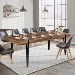 Table à manger rectangle extensible - IDMARKET - AUSTRIA - Bois vieilli et noir - 8-12 personnes - 200-240 cm