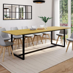 Table à manger rectangle extensible - IDMARKET - DETROIT - Bois et noir - 8-12 personnes - 200-250 cm