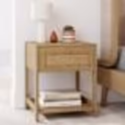 IDMARKET Lot de 2 tables de chevet HANAE vintage 1 tiroir avec tablette effet naturel cannage