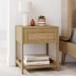 IDMARKET Lot de 2 tables de chevet HANAE vintage 1 tiroir avec tablette effet naturel cannage