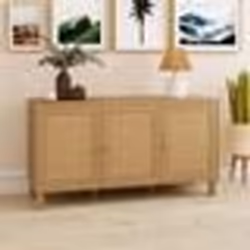 IDMARKET Buffet bas vintage 113 cm HANAE 3 portes effet naturel cannage
