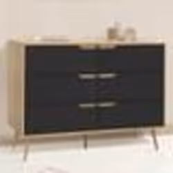 IDMARKET Commode 6 tiroirs HELSINKI 115 cm scandinave effet hêtre et noir