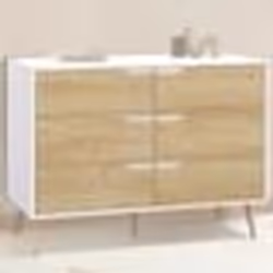 IDMARKET Commode 6 tiroirs HELSINKI 115 cm scandinave blanc et effet hêtre