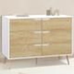 IDMARKET Commode 6 tiroirs HELSINKI 115 cm scandinave blanc et effet hêtre