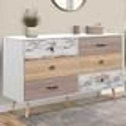 IDMARKET Commode 6 tiroirs BAHIA XXL 140 cm scandinave