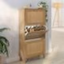IDMARKET Meuble à chaussures 18 paires vintage HANAE 3 portes effet naturel cannage