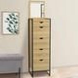 IDMARKET Chiffonnier 5 tiroirs DETROIT 40 cm avec miroir meuble dentrée design industriel