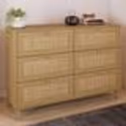 IDMARKET Commode 6 tiroirs HANAE 115 cm effet naturel cannage