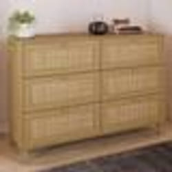 IDMARKET Commode 6 tiroirs HANAE 115 cm effet naturel cannage