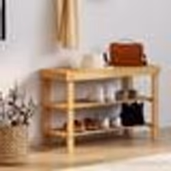 IDMARKET Etagère à chaussures bambou BEA 3 niveaux idéale pour entrée et salle de bain