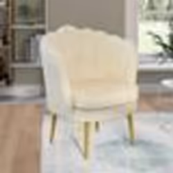IDMARKET Fauteuil coquillage ADELLA crème en velours pieds dorés
