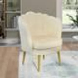 IDMARKET Fauteuil coquillage ADELLA crème en velours pieds dorés