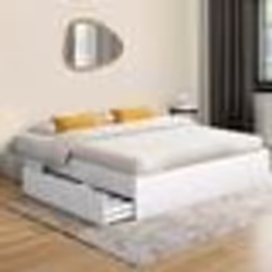 IDMARKET Cadre de lit double TOMI 4 tiroirs avec sommier 140 x 190 cm blanc