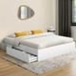 IDMARKET Cadre de lit double TOMI 4 tiroirs avec sommier 140 x 190 cm blanc