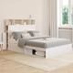 IDMARKET Lit double CLEM avec tête de lit rangements et sommier 140 x 190 cm blanc