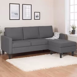 IDMARKET Canapé dangle 3 places MARIUS 200 cm réversible gris anthracite