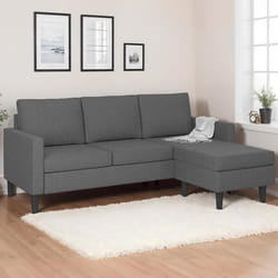 IDMARKET Canapé dangle réversible 3 places MARIUS 200 cm en tissu gris anthracite