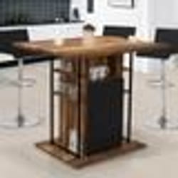 IDMARKET Ilot central UGO 110 cm bois noir et effet bois foncé HAWKINS avec rangements design industriel