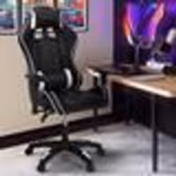 IDMARKET Fauteuil de gaming CARTER accoudoirs 2D pivotants réglable hauteur noir et blanc
