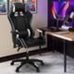 IDMARKET Fauteuil de gaming CARTER accoudoirs 2D pivotants réglable hauteur noir et blanc