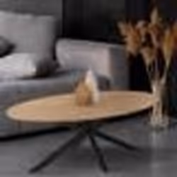 IDMARKET Table basse ovale ALIX 110 cm pied araignée bois et noir