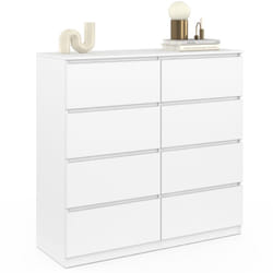 Commode 8 tiroirs tomi 110 cm bois blanc