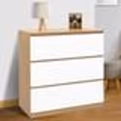 IDMARKET Commode 3 tiroirs TOMI 78 cm façon hêtre et blanc