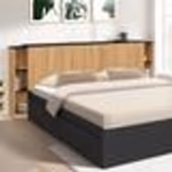 IDMARKET Tête de lit sur pied extensible avec chevets coulissants CATBA pour lit 140 et 160 cm façon bois et noir