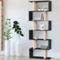IDMARKET Etagère bibliothèque SOFIA forme S bois façon hêtre et noir 189 cm