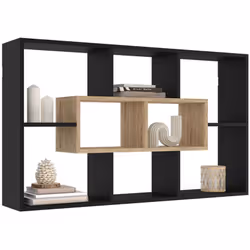Apportez un style moderne et élégant à votre intérieur grâce à cette étagère murale COLETTE noir et effet bois !Avec ses 8 co ...