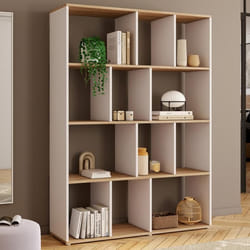IDMARKET Etagère bibliothèque JENA 4 niveaux blanc et effet bois 143 cm