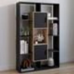 IDMARKET Etagère bibliothèque COLETTE avec 11 compartiments et 2 cases noir et effet bois H.143 cm