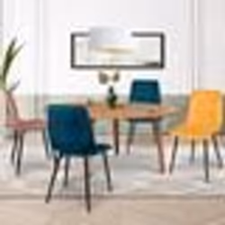 IDMARKET Lot de 4 chaises MILA en velours mix color bleu x2 jaune ocre rose