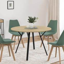 Table à manger ronde fixe - IDMARKET - YSEULT - Bois et noir - 4-6 personnes - 110 cm