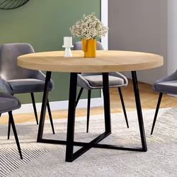 IDMARKET Table à manger ronde SELMA 4-6 personnes bois et noir 110 cm